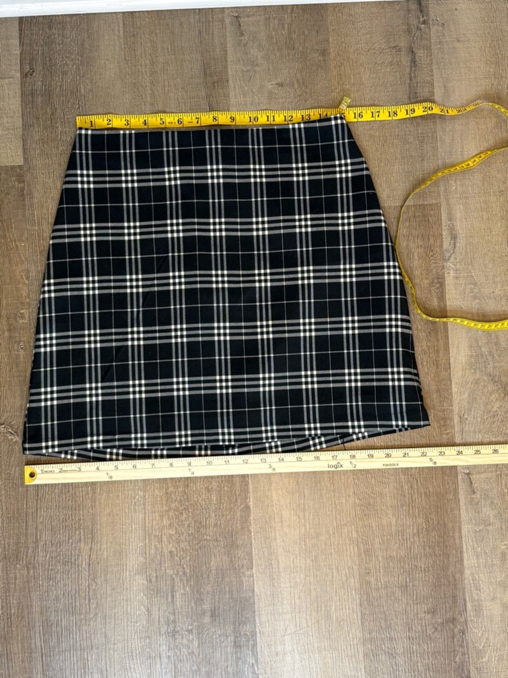 Blue Rain Black & White Plaid Mini Skirt